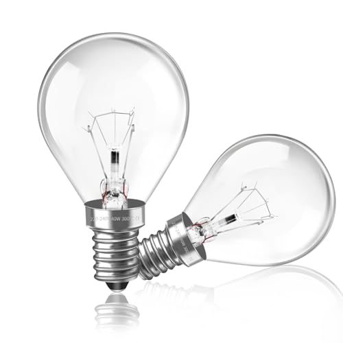 Caldarax Backofenlampe E14 G45 230V, Bis 300°C Hitzebeständiges, 2700K Warmweiß Backofen Birne, 77MM * 45MM, Dimmbar Globe Klar Lampen, Backofen Glühbirne E14 für Ofen, Lava Lampe, 2 Stück von Caldarax