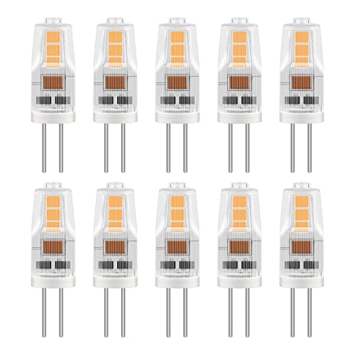 Caldarax G4 LED Lampe 2W, Warmweiß 3000K, Ersatz für 12V 20W Halogen, 200LM, 12V Niedervolt LED Birne, Nicht Dimmbar, Nicht Flackern, für Unterbauleuchten, Dunstabzugshaube, 10 Stück von Caldarax