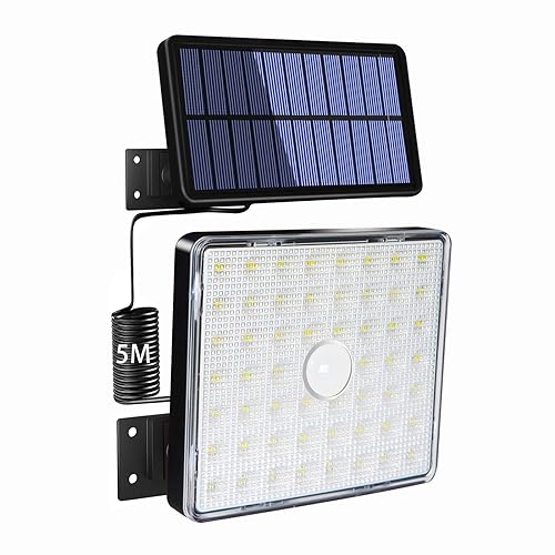 Caldarax Solarlampen für Außen, 54 LEDs Solarleuchte Aussen mit Bewegungsmelder, IP65 Wasserdichte, 4 Modi Solar Wandleuchte für Außen Garten mit 5m Kabel, 120° Beleuchtungswinkel von Caldarax