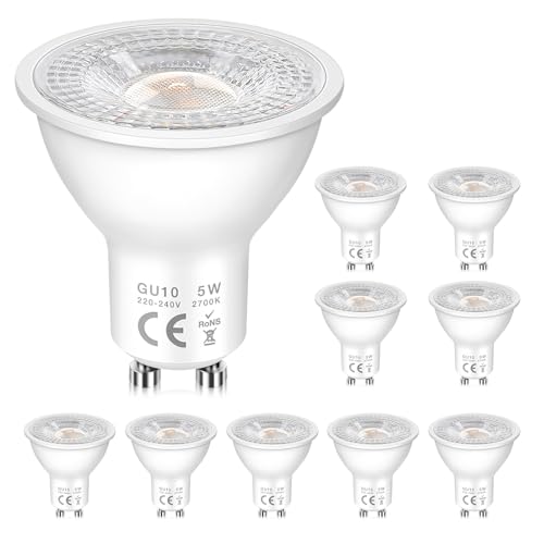 GU10 LED Warmweiss Lampe 5W, Ersetzt 50W Halogen, Reflektor LED Spots 2700K Warmweiß, 500LM, Abstrahlwinkel 120° , Nicht Dimmbar Energiesparlampe, für Spurleuchten, Eingebrauchte Lichter, 10 Stück von Caldarax