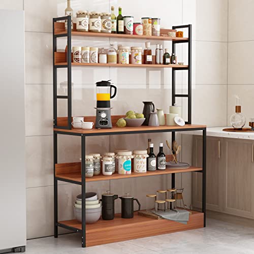 Caldion 5-Tier Küchenregal Stehend mit Hutch, Industrie-Mikrowellenherd Stand, Küche Arbeitsplatte Utility Cart Storage Regal Veranstalter für Gewürze, Töpfe, Pfannen, und Backofen von Caldion