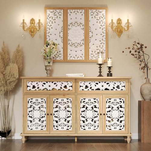 Caldion Geschnitztes Sideboard aus weißem Holz von Caldion