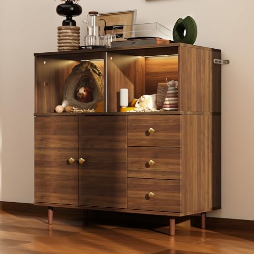 Caldion Moderner Vitrinenschrank mit Beleuchtung, Dunkelbraun von Caldion