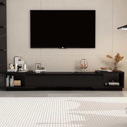 Verstellbares TV Schrank,160 cm-270 cm Breit Lowboard für Fernseher,Fernsehtisch mit 3 Schubladen,Tv Board,Tv Tisch,Tv Bank mit Linke und Rechte Seite Können Verstellt Werden, Sideboard Wohnzimmer von Caldion