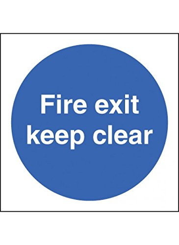 Caledonia Schilder 11606b Fire Exit Keep Clear Schild, starrer Kunststoff, B: 80 mm x 80 mm von Caledonia Signs