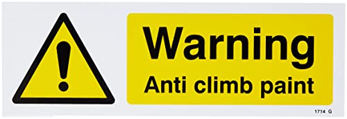 Caledonia Signs 11714G englisches Warnschild „Warning Anti Climb Paint“, starrer Kunststoff, 300 x 100 mm von Caledonia Signs