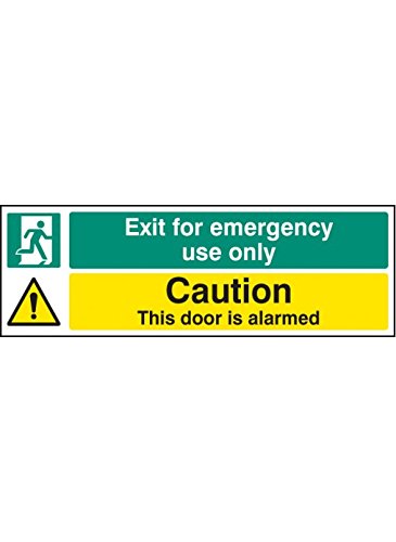 Caledonia Schilder 12065 G Exit für Notfall Sie nur vorsichtig, Tür ist beunruhigt Schild, starrer Kunststoff, G: 300 mm x 100 mm von Caledonia Signs