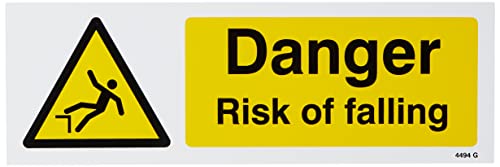 Caledonia Signs 14494G Schild mit Aufschrift „Danger Risk of Falling“, 300 x 100 mm, Hartplastik von Caledonia Signs