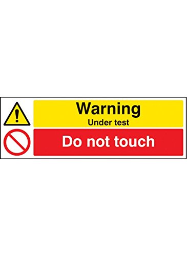 Caledonia Signs 16209G Schild"Warning Under Test do not Touch", starrer Kunststoff, 300 mm x 100 mm von Caledonia Signs