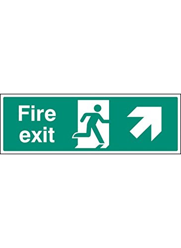 Caledonia Schilder 22002G Schild Fire Exit-Up und Right (selbstklebend, Vinyl, 300 mm x 100 mm) von Caledonia Signs