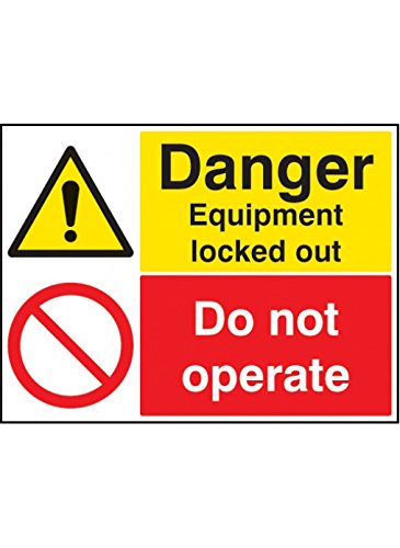 Caledonia Schilder 26242A"Danger Equipment Locked Out Do Not Operate" Schild, selbstklebendes Vinyl, 100 mm x 75 mm von Caledonia Signs