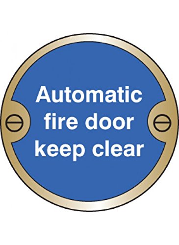 Caledonia Schilder 59124 Automatische Fire Door Keep Clear Schild, Messing, 76 mm Durchmesser von Caledonia Signs