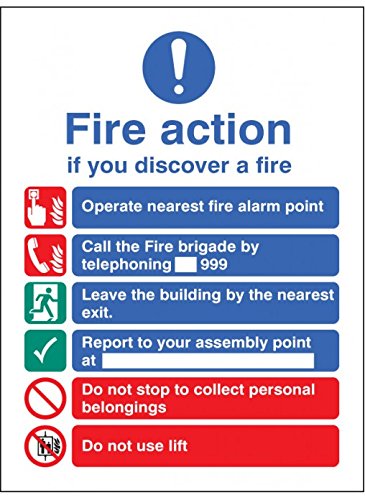 Caledonia Signs 11419E New EEC Fire Action (Manual Call 999) Schild, starrer Kunststoff, E: 200 mm x 150 mm von Caledonia Signs