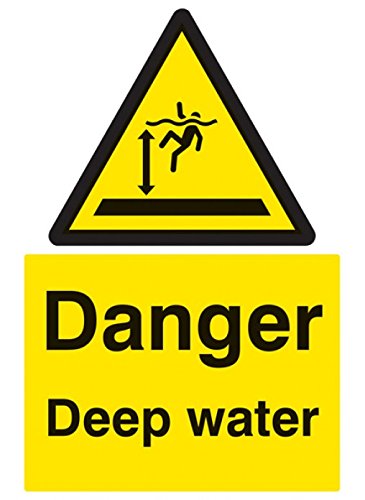 Caledonia Signs 14207P Danger Deep Water Schild, 600 mm x 400 mm, starrer Kunststoff von Caledonia Signs