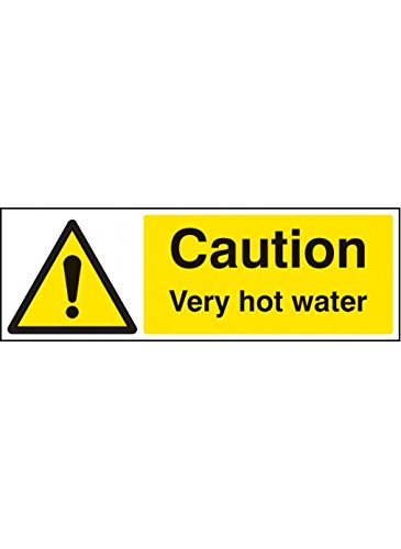 Caledonia Signs 14236G Warnschild "Caution Very Hot Water", 300 mm x 100 mm, starrer Kunststoff von Caledonia Signs