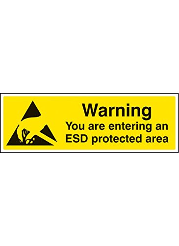 Caledonia Signs 14460G Warnschild "Warning you are enter an ESD Protected Area", 300 mm x 100 mm, starrer Kunststoff von Caledonia Signs