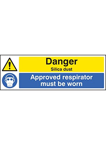 Caledonia Signs 14530G Warnschild "Danger Silica Dust Approved Respirator must be worn", 300 mm x 100 mm, starrer Kunststoff von Caledonia Signs