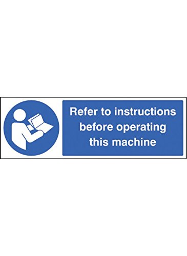 Caledonia Signs 15455G Schild "Refer to instructions before operating this machinine", starrer Kunststoff, 300 mm x 100 mm von Caledonia Signs