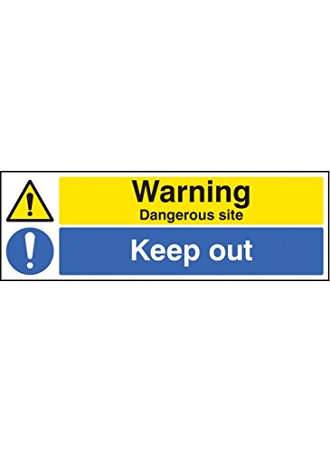 Caledonia Signs 16223G Schild"Warning Dangerous site Keep Out", starrer Kunststoff, 300 mm x 100 mm von Caledonia Signs