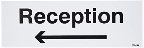 Caledonia Signs 17074G Schild mit englischer Aufschrift „Reception“, Pfeil nach links, fester Kunststoff, 300 mm x 100 mm von Caledonia Signs