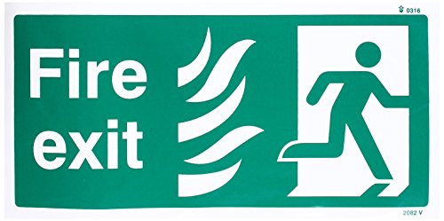 Caledonia Signs 22082V Schild mit Aufschrift"Fire Exit", rechts, selbstklebend, Vinyl, 300 mm x 150 mm von Caledonia Signs