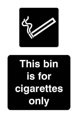 Caledonia Signs 23258D This Bin Is For Cigarettes Only Schild, selbstklebendes Vinyl, 150 mm x 100 mm von Caledonia Signs
