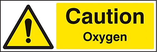 Caledonia Signs 24410G Warnschild mit Aufschrift "Caution Oxygen", selbstklebend, Vinyl, 300 mm x 100 mm von Caledonia Signs
