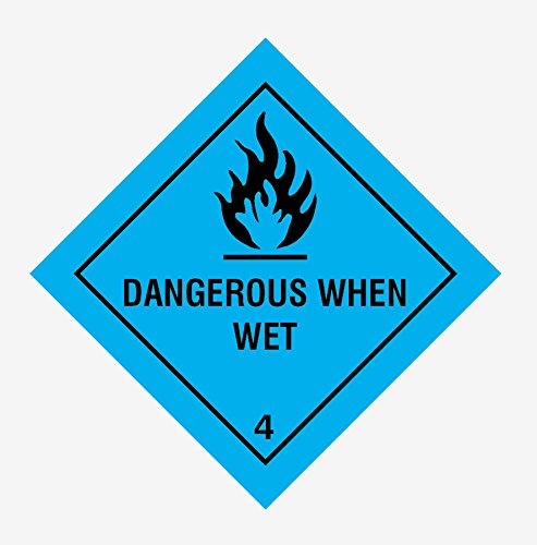 Caledonia Signs 24436U Dangerous When Wet Schild, selbstklebendes Vinyl, 100 mm x 100 mm von Caledonia Signs