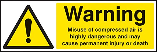 Caledonia Signs 24441G Warnschild "Caution Misuse of Compressed Air Is Highly Dangerous", selbstklebendes Vinyl, 300 mm x 100 mm von Caledonia Signs