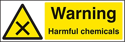 Caledonia Signs 24459G Warnschild mit Aufschrift"Warning Harmful Chemicals", selbstklebendes Vinyl, 300 mm x 100 mm von Caledonia Signs