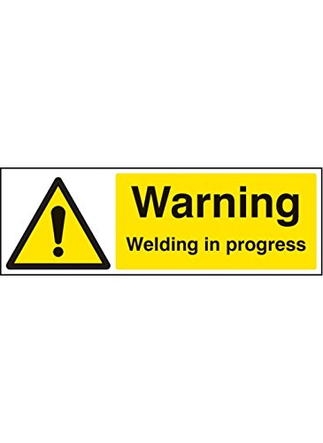 Caledonia Signs 24497M Warnschild "Welding in Progress", selbstklebendes Vinyl, 600 mm x 200 mm von Caledonia Signs