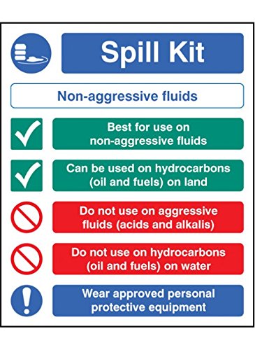 Caledonia Signs 26041H Schild"Spill Kit Non-Aggressive Fluids", selbstklebend, Vinyl, 300 mm x 250 mm von Caledonia Signs