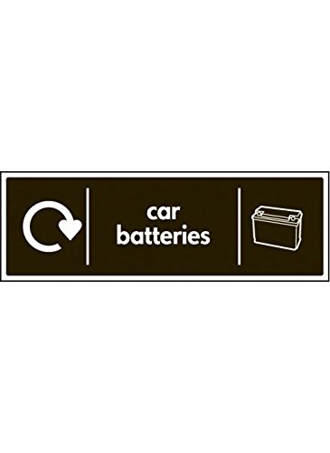 Caledonia Signs 26653G"Wrap Recycling Car Batteries" Schild, selbstklebendes Vinyl, 300 mm x 100 mm von Caledonia Signs