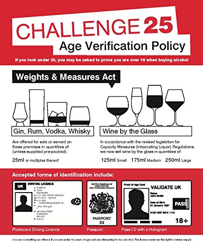 Caledonia Signs 27110H Schild „Age Verification Weights & Measures Act 25 ml“ von Caledonia Signs