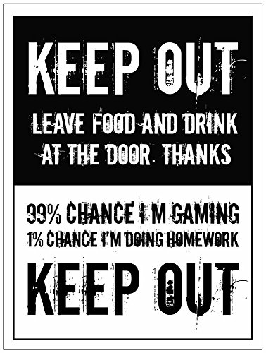 Caledonia Signs 27200E Schild „Keep out, leave food/drink at door, I'm gaming“ von Caledonia Signs