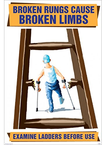 Caledonia Signs 58190 "Broken Rungs Cause Broken Limbs" Poster, synthetisches Papier, 510 mm x 760 mm von Caledonia Signs