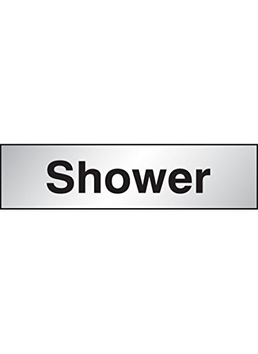 Caledonia Signs 59077 englisches Schild „Shower“, graviert, Aluminiumoptik, PVC, 140 x 35 mm von Caledonia Signs