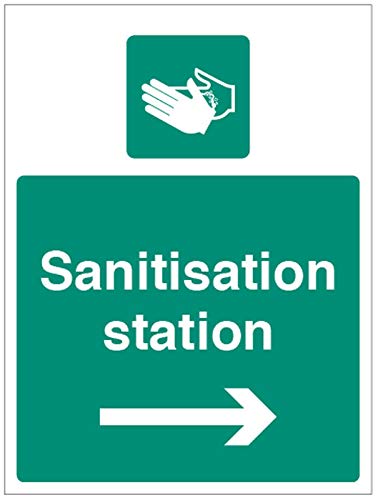 Desinfektions-Station (Pfeil rechts) von Caledonia Signs