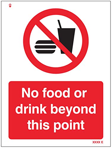 Englisches PVC-Sicherheitsschild „No food or drink beyond this point“ von Caledonia Signs