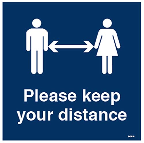 Selbstklebender Vinyl-Aufkleber „Please keep your distance“ (400 x 400 mm) von Caledonia Signs