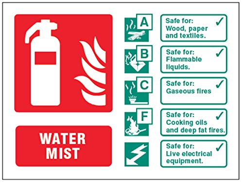 Selbstklebendes Vinylschild mit Aufschrift "Water Mist Extinguisher Identication" von Caledonia Signs