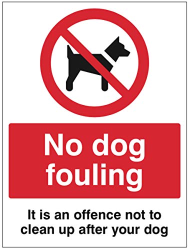 Caledonia Signs Sicherheitsschild „No dog fouling It is an offence not to clean up after your dog", Hart-PVC, 300,0 x 1,0 x 400,0 mm, 13674K von Caledonia Signs