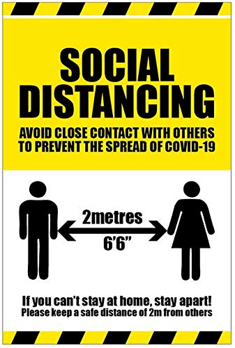 Selbstklebendes Vinylschild mit Aufschrift "Social Distancing, If you can't stay at home stay apart coronavirus", 300 x 400 mm von Caledonia Signs
