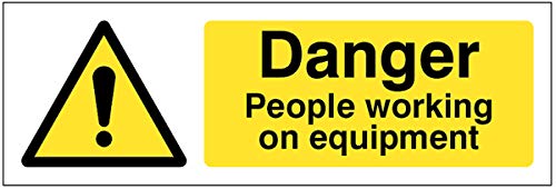 Warnschild mit Aufschrift "Caution People Working on Equipment", Hart-PVC von Caledonia Signs