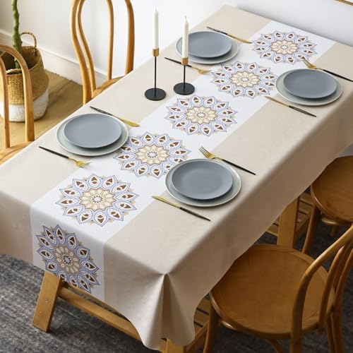 Calefee 100x160cm Tischdecken Rechteckig, Tischdecke Wasserdicht PVC mit Blumenmuster Tischdeko für Couchtisch Fleckschutz von Calefee