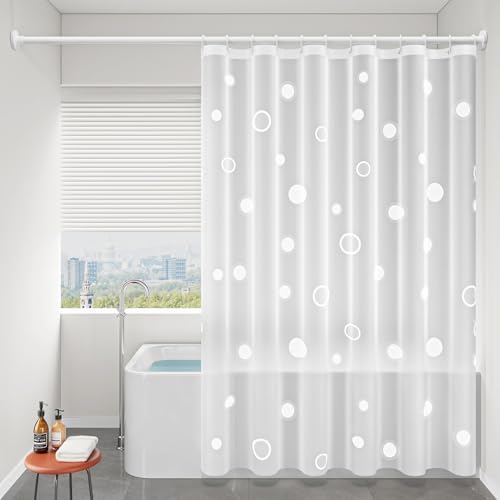 Calefee Duschvorhang 80 Breit 180 Hoch, Duschvorhang Beschwerer Schwer Halbtransparentes mit Kreismuster, Badewannenvorhang Polyester Anti Schimmel Wasserdicht von Calefee