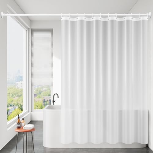 Calefee Duschvorhang 90 Breit 180 Hoch, Duschvorhang mit Gewichten Halbtransparentes Weiß, Duschvorhänge Polyester Anti Schimmel Wasserdicht von Calefee