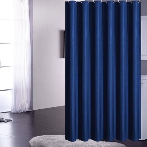 Calefee Duschvorhang Anti Schimmel 100x200, Badvorhang Polyester Wasserdicht Dunkelblau Einfarbig, Duschvorhang mit Ösen und Haken von Calefee