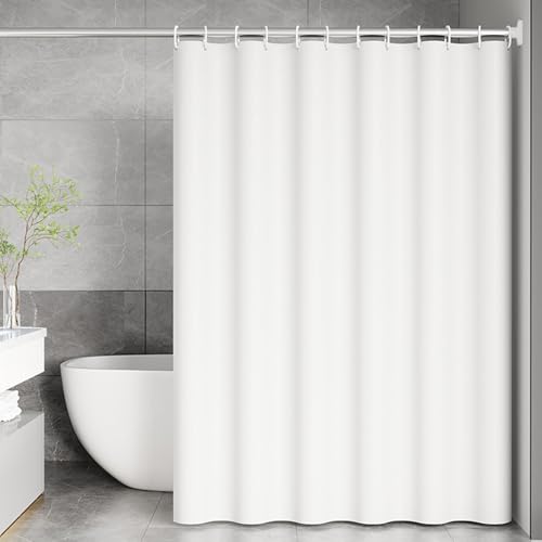 Calefee Duschvorhang Extra Lang 300, Duschvorhänge PEVA Anti Schimmel Wasserdicht Weiß Einfarbig, Duschvorhang mit Ösen und Haken von Calefee
