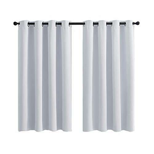 Calefee Gardinen Kurz Fenster Blickdicht, Vorhänge 2er Set Verdunkelung Polyester Weiß mit Ösen, 132x92cm von Calefee